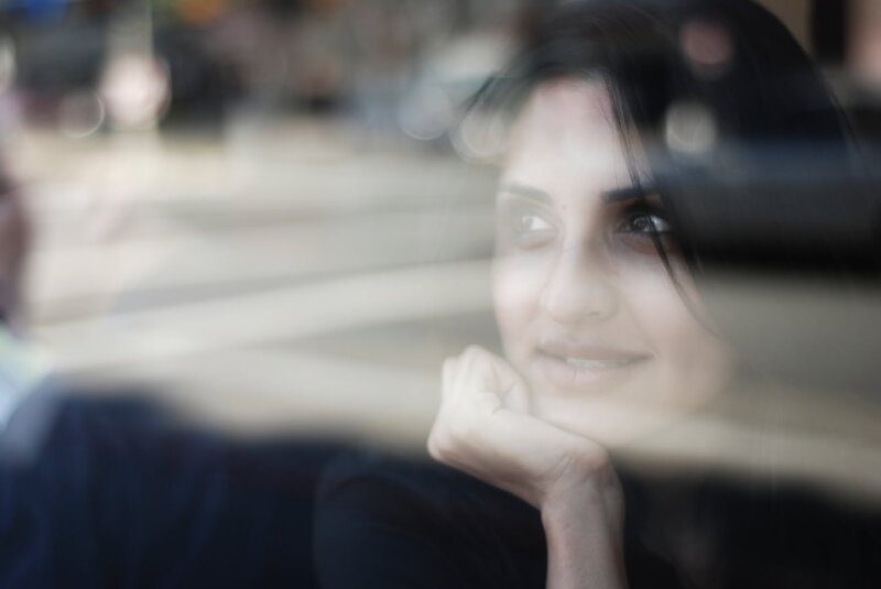 Woman Looking Through Window — Black