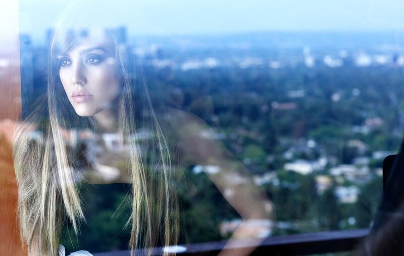 Woman Looking Through Window — Blue, Contemplative, Afternoon, Photograph