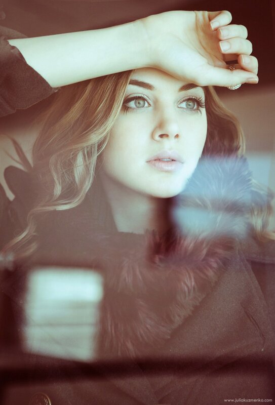 Woman Looking Through Window — Brown, Contemplative, Photograph, Hand