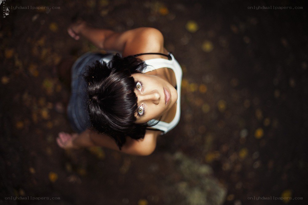 woman looking up from ground