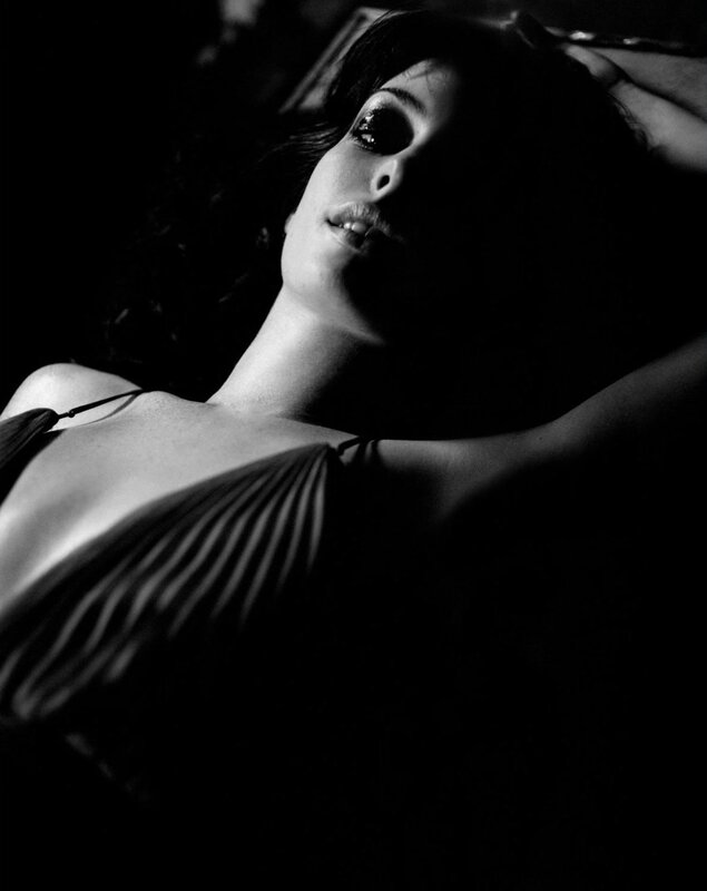Woman Lying Down — Black, Dramatic, Night, Photograph, Dress