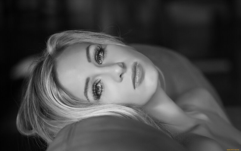 Woman Lying Down — Black, Dramatic, Photograph, Hair, Pillow, White, Gray