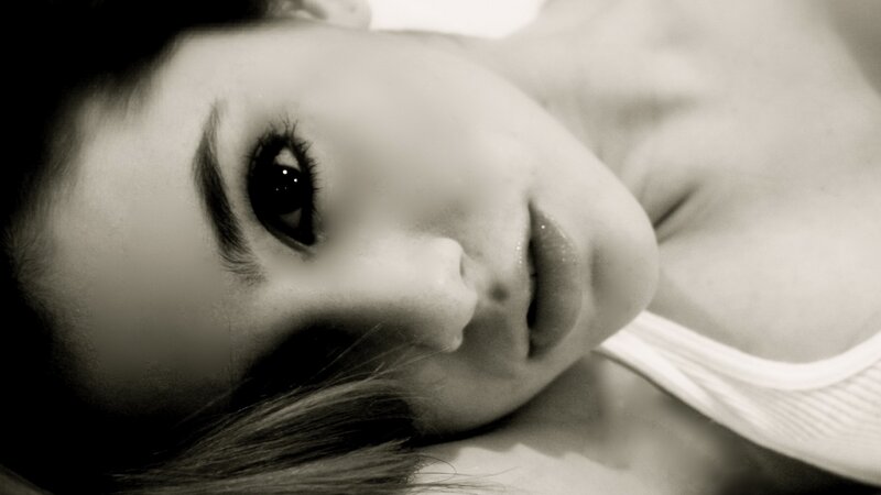 Woman Lying Down — Black, Dramatic, Photograph, Hair, Tank Top