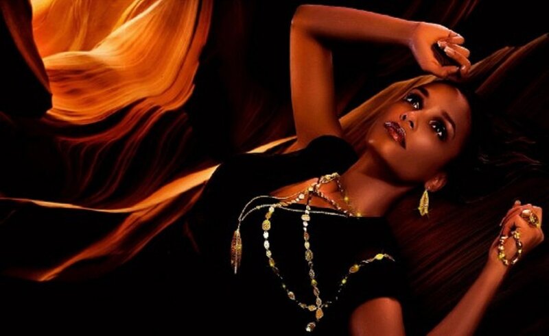 Woman Lying Down — Black, Dramatic, Photograph, Jewelry