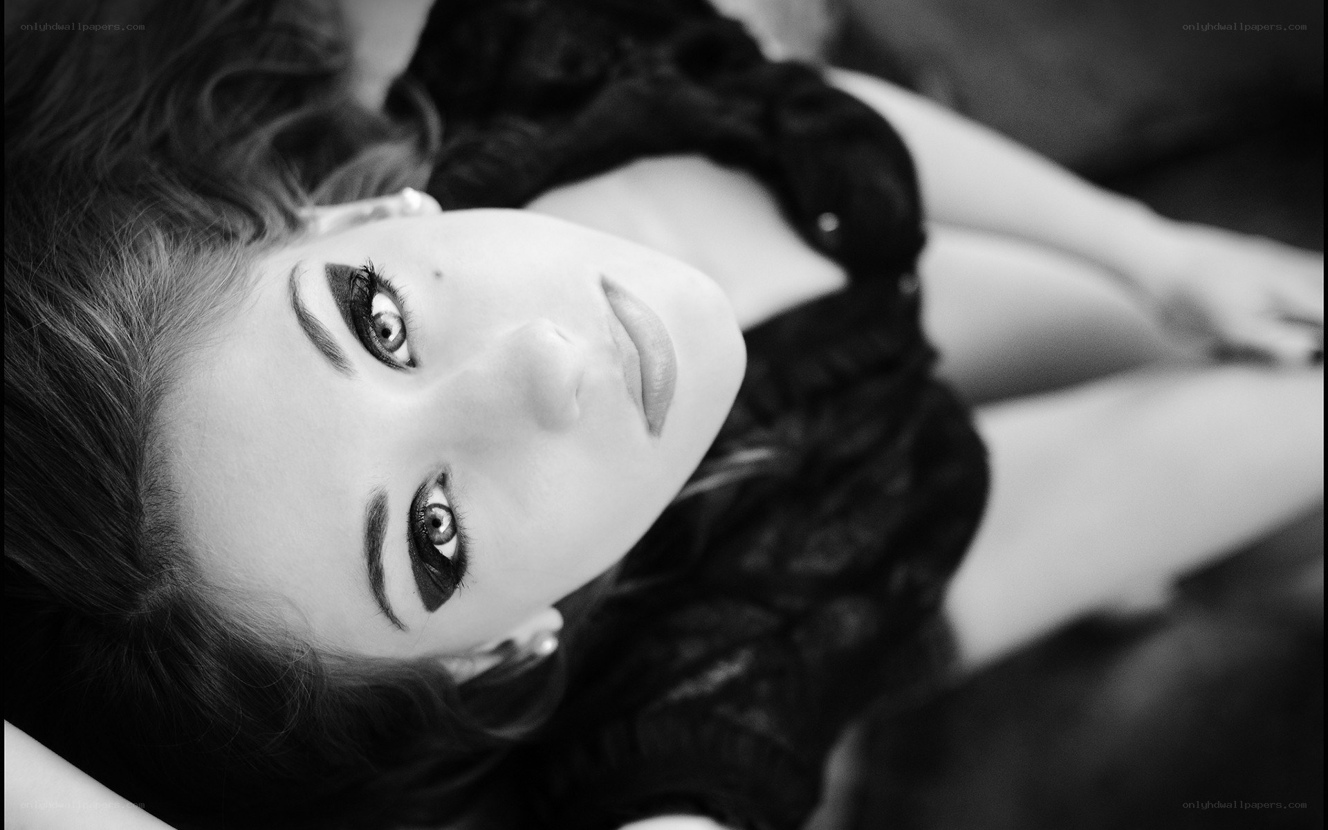 woman lying down looking up