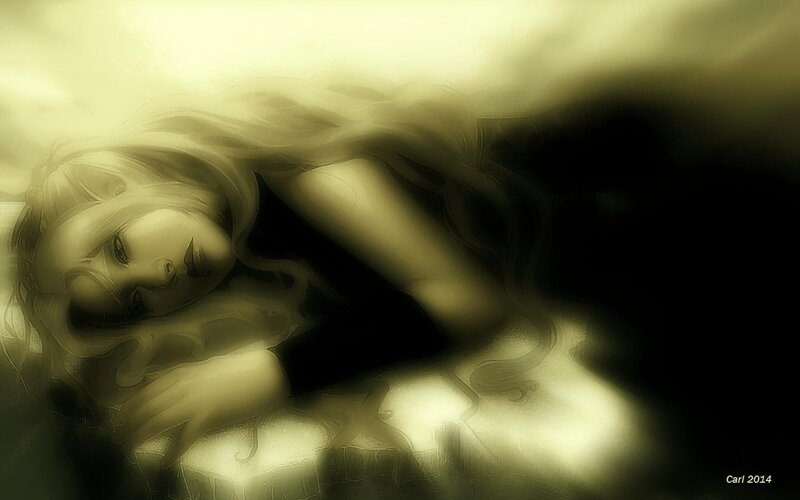 Woman Lying Down — Yellow, Dreamy