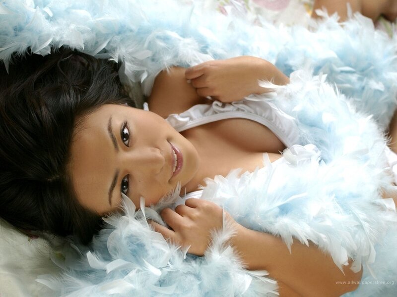 Woman Lying in Feathers — Blue