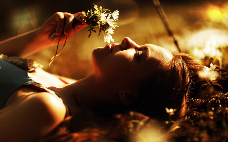 Woman Lying in Field — Golden