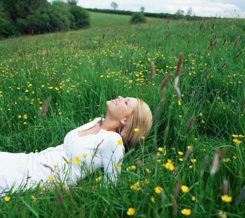 Woman Lying in Field — Green