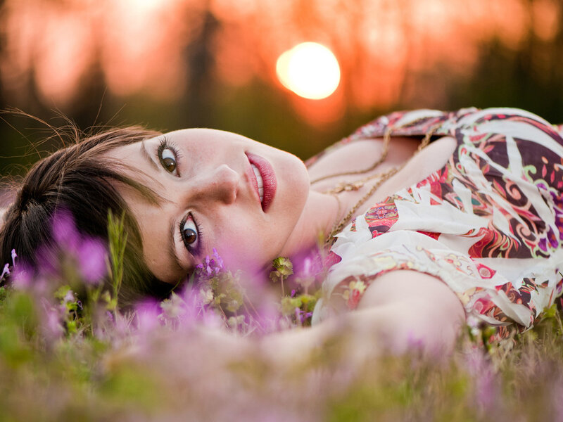 Woman Lying in Field — Purple