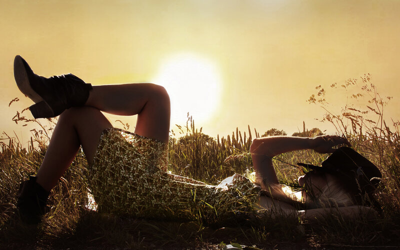 Woman Lying in Field — Yellow, Serene