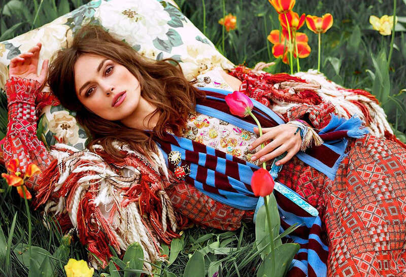 Woman Lying in Flowers — Red, Serene, Spring