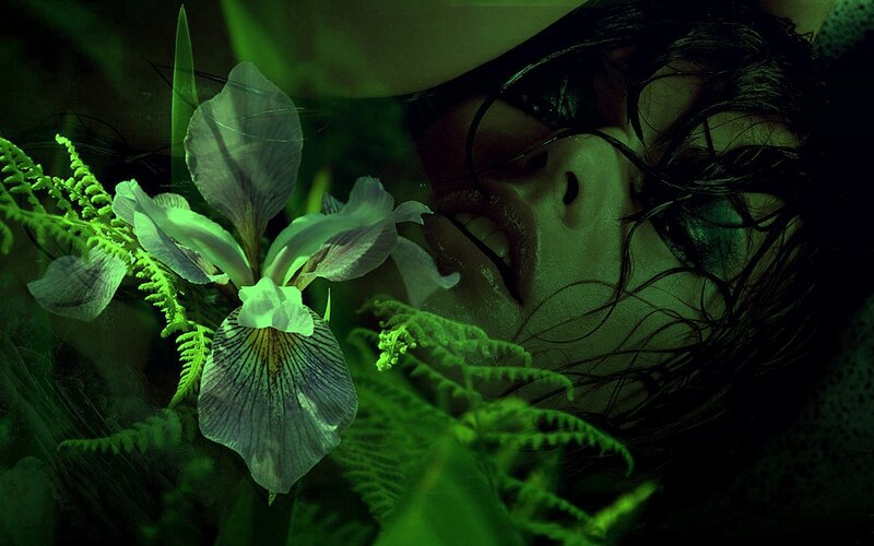 Woman Lying in Foliage — Green