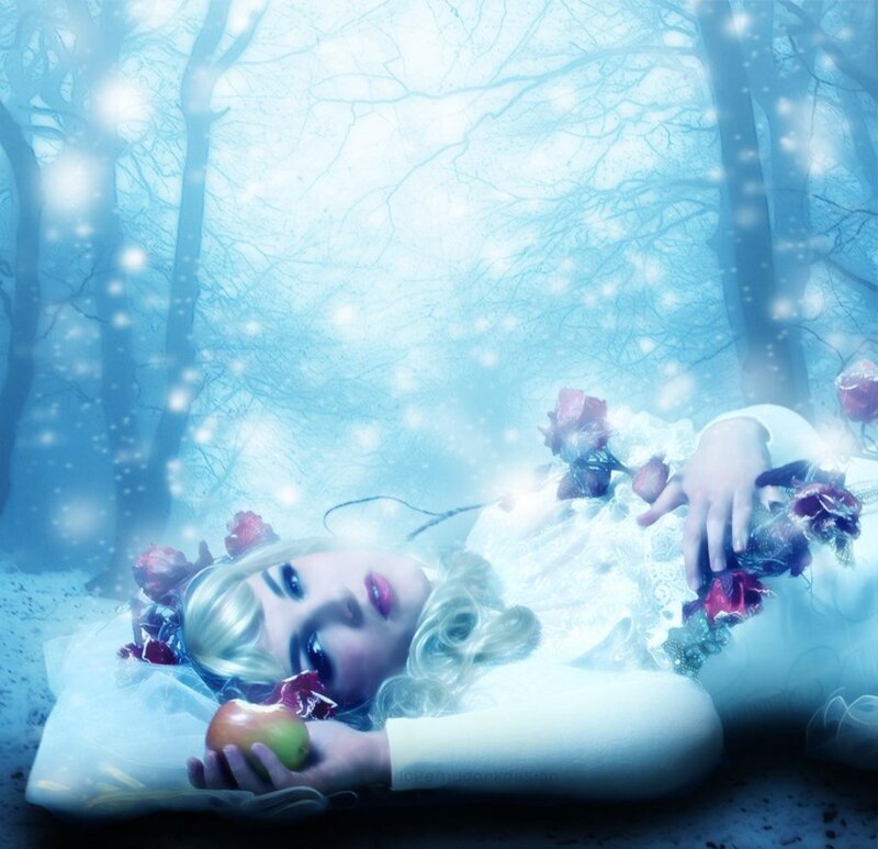 Woman Lying in Forest — Blue
