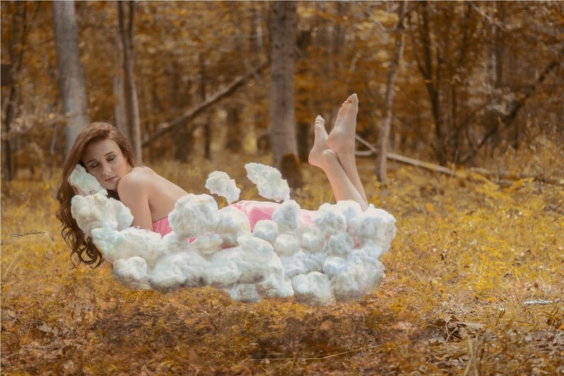 Woman Lying in Forest — Brown, Serene