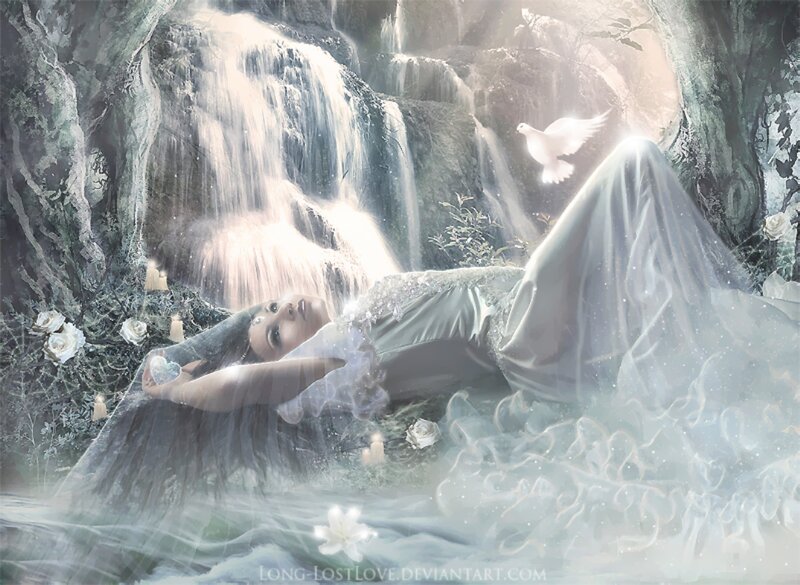Woman Lying in Forest — White, Serene