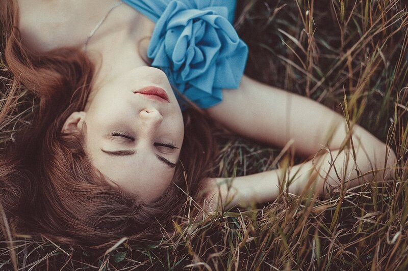 Woman Lying in Grass — Brown, Serene, Afternoon, Photograph