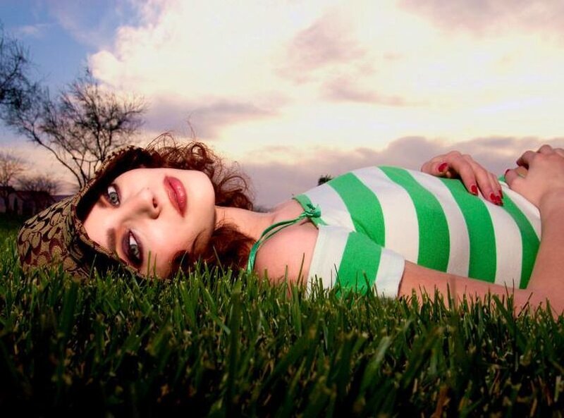 Woman Lying in Grass — Green, Calm, Sunset