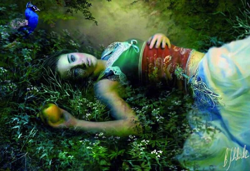Woman Lying in Grass — Green, Serene, Afternoon, Digital Art