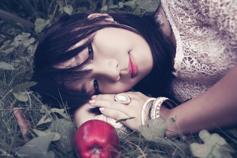 Woman Lying in Grass — Green, Serene, Afternoon, Photograph, Apple, Ring