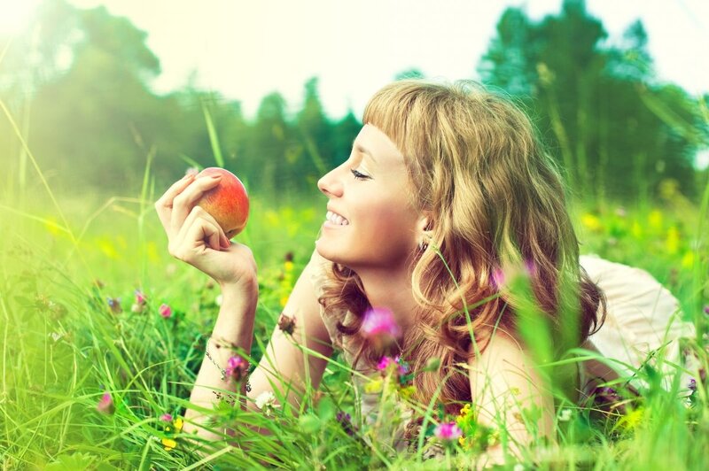 Woman Lying in Grass — Green, Serene, Afternoon, Photograph, Apple
