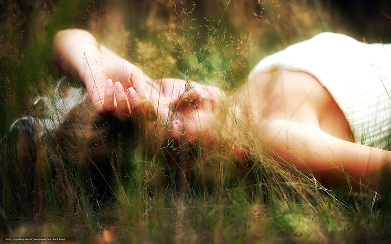 Woman Lying in Grass — Green, Serene, Afternoon, Photograph, Sunlight, Hands