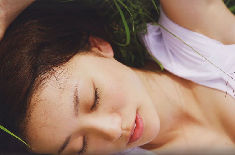 Woman Lying in Grass — Green, Serene, Afternoon, Photograph, White Shirt, Skin Tone