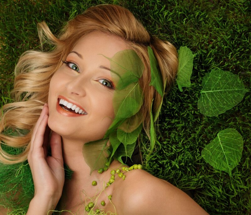Woman Lying in Grass — Green, Serene, Summer, Photograph, Leaves