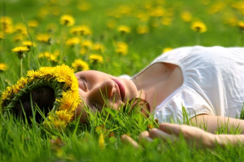Woman Lying in Grass — Green, Serene, Summer