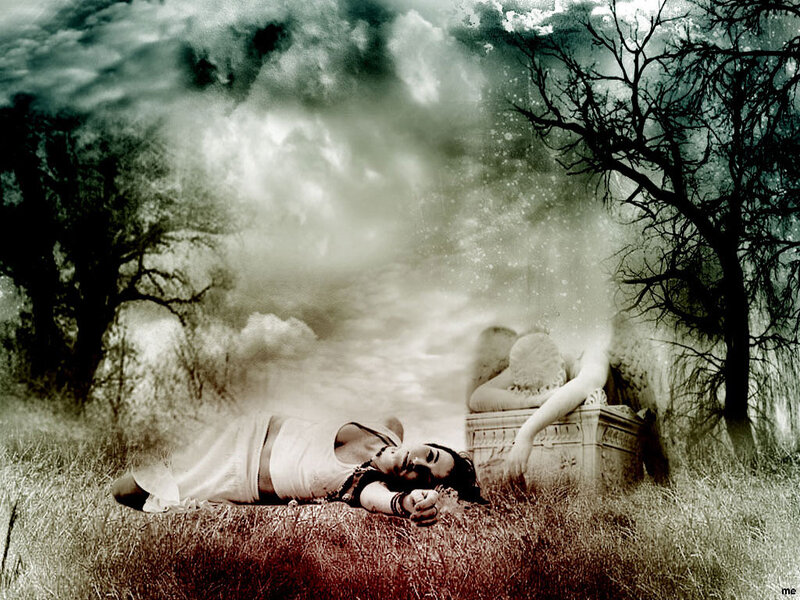 Woman Lying in Grass — Sepia