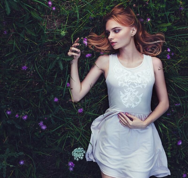 Woman Lying in Grass — White, Serene, Summer