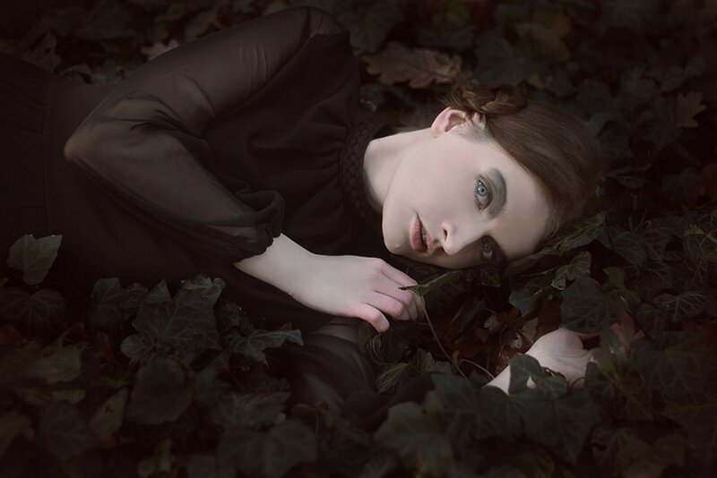Woman Lying in Ivy — Black