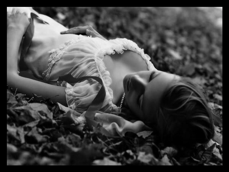 Woman Lying in Leaves — Black