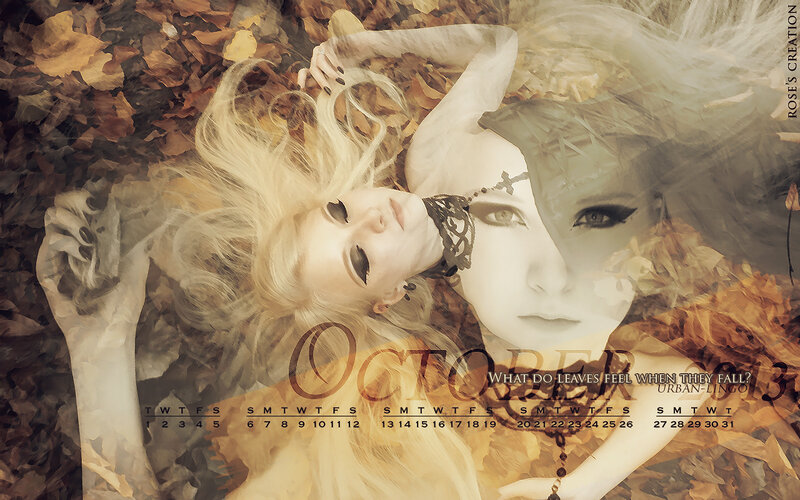 Woman Lying in Leaves — Brown, Dreamy