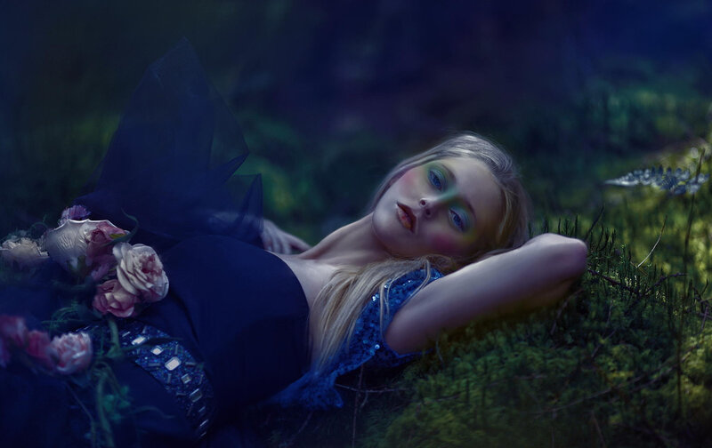 Woman Lying in Moss
