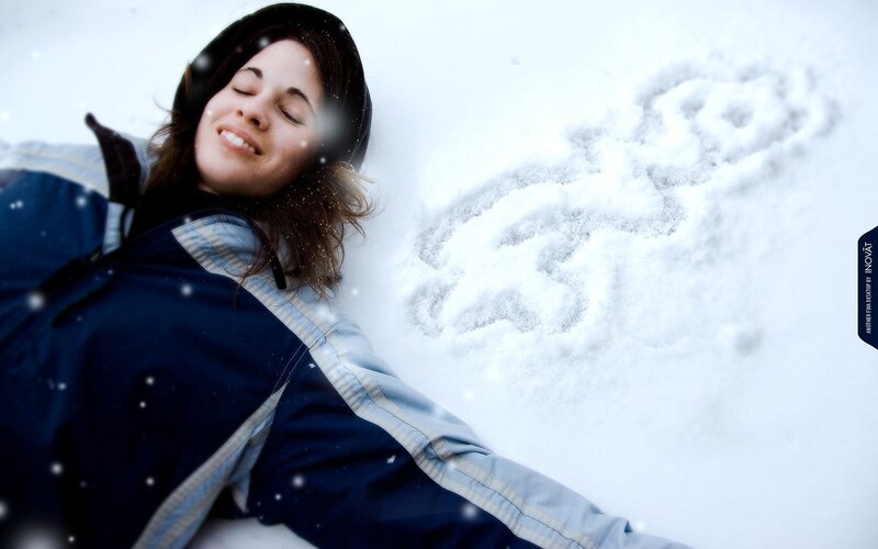 woman lying in snow