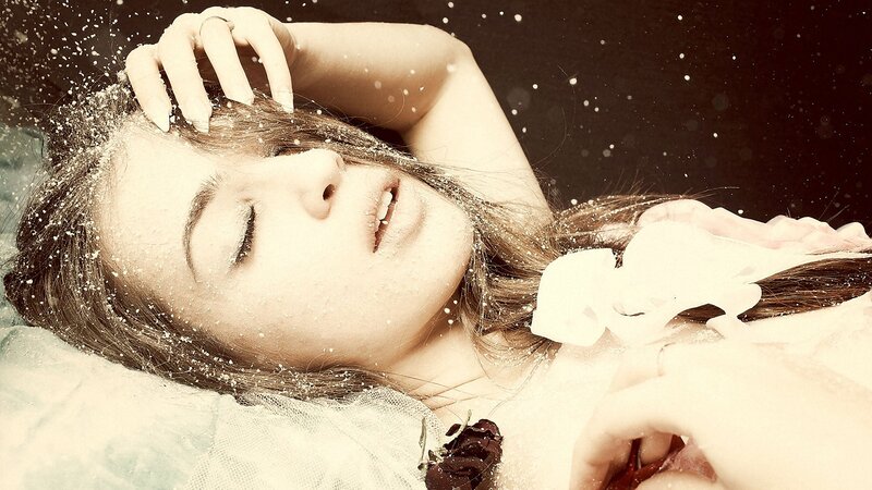 woman lying in snow