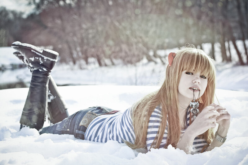 Woman Lying in Snow — White, Calm, Winter
