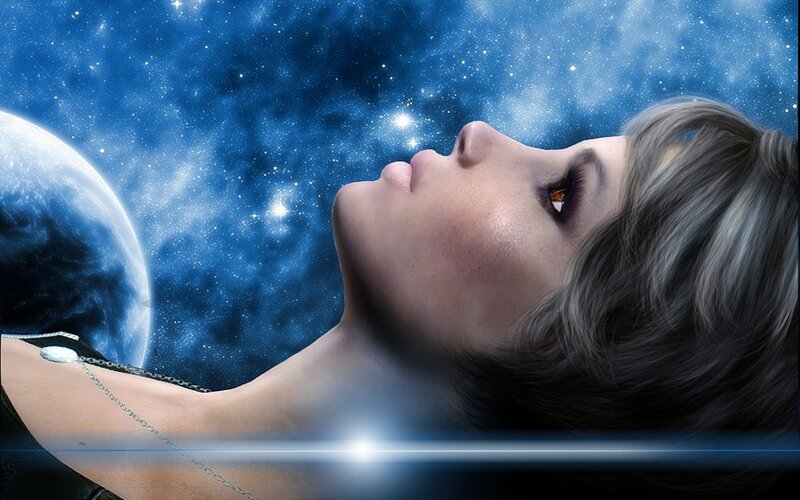 Woman Lying in Space