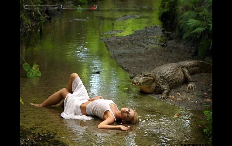Woman Lying in Stream