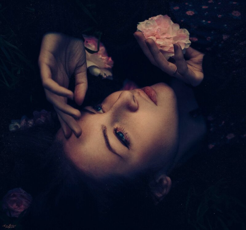 Woman Lying in Water — Black, Dreamy