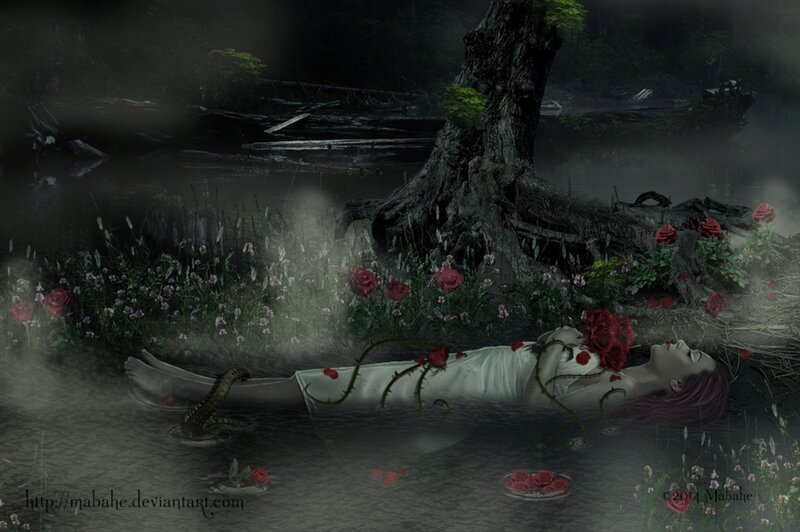 Woman Lying in Water — Dark Green
