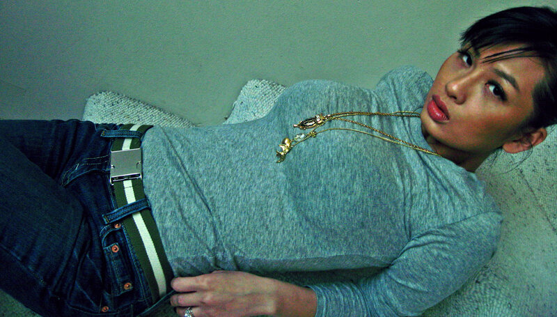 woman lying on a couch