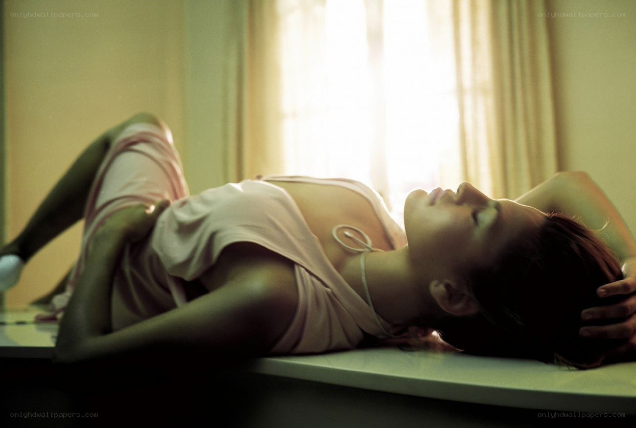 woman lying on a table