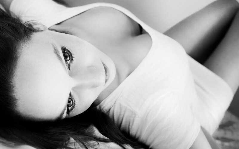 Woman Lying on Back — Black, Calm, Photograph, White Shirt