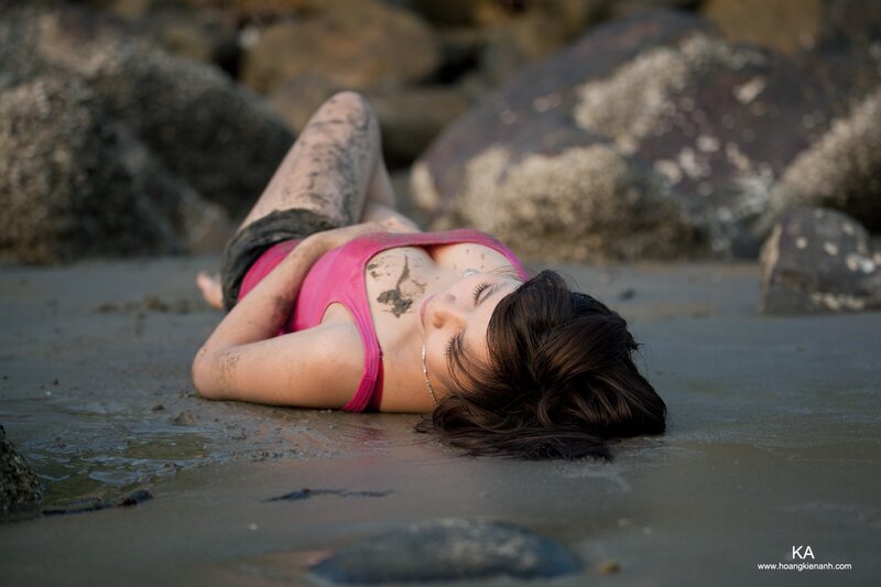 woman lying on beach