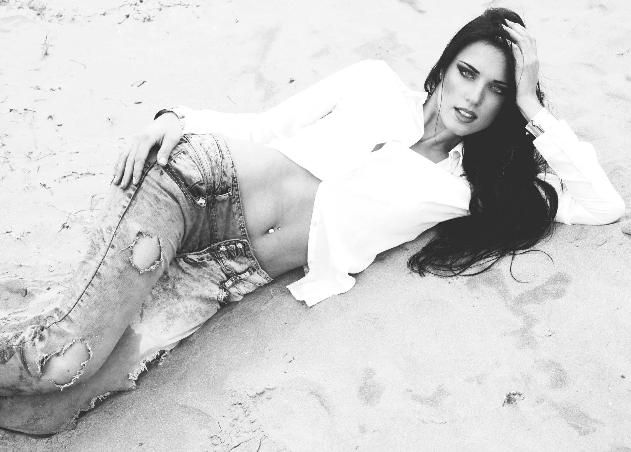 woman lying on beach