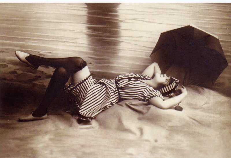 Woman Lying on Beach — Black, Calm