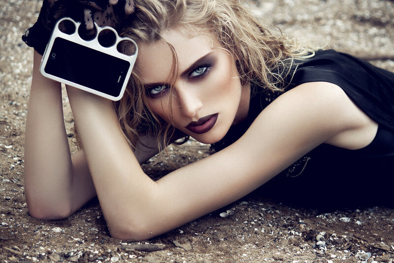 Woman Lying on Beach — Black, Dramatic, Photograph, Smartphone Case