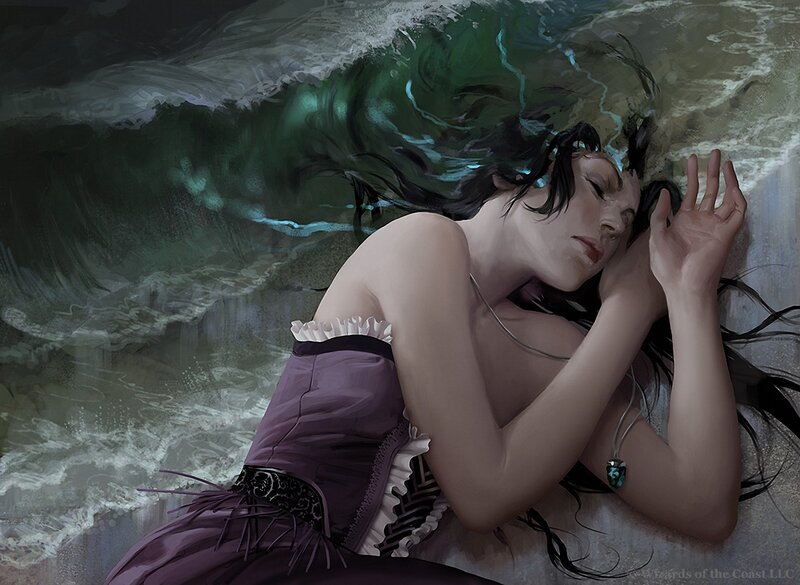 Woman Lying on Beach — Purple, Dramatic